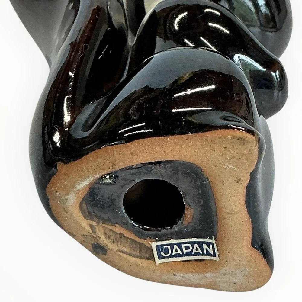 Redware Pottery Skunk Figurine Japan Klitschy‎ MCM Anthropomorphic Hand Painted